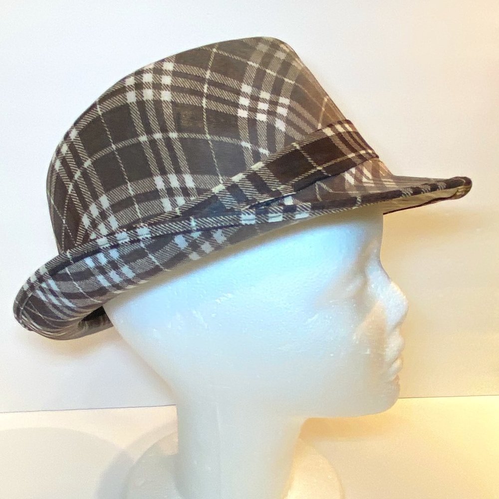Unisex Fedora Hat Brown and Beige Checkered
